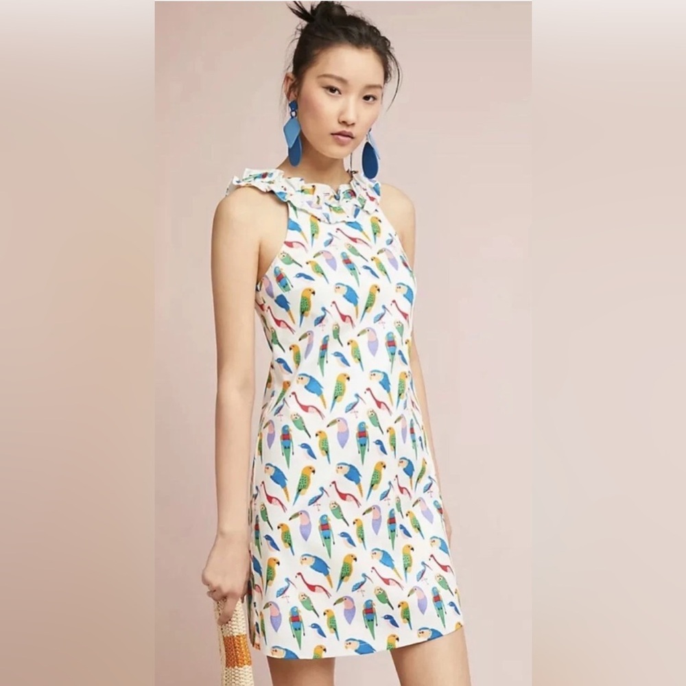 Anthropologie Multicolor Parrot Print Dress